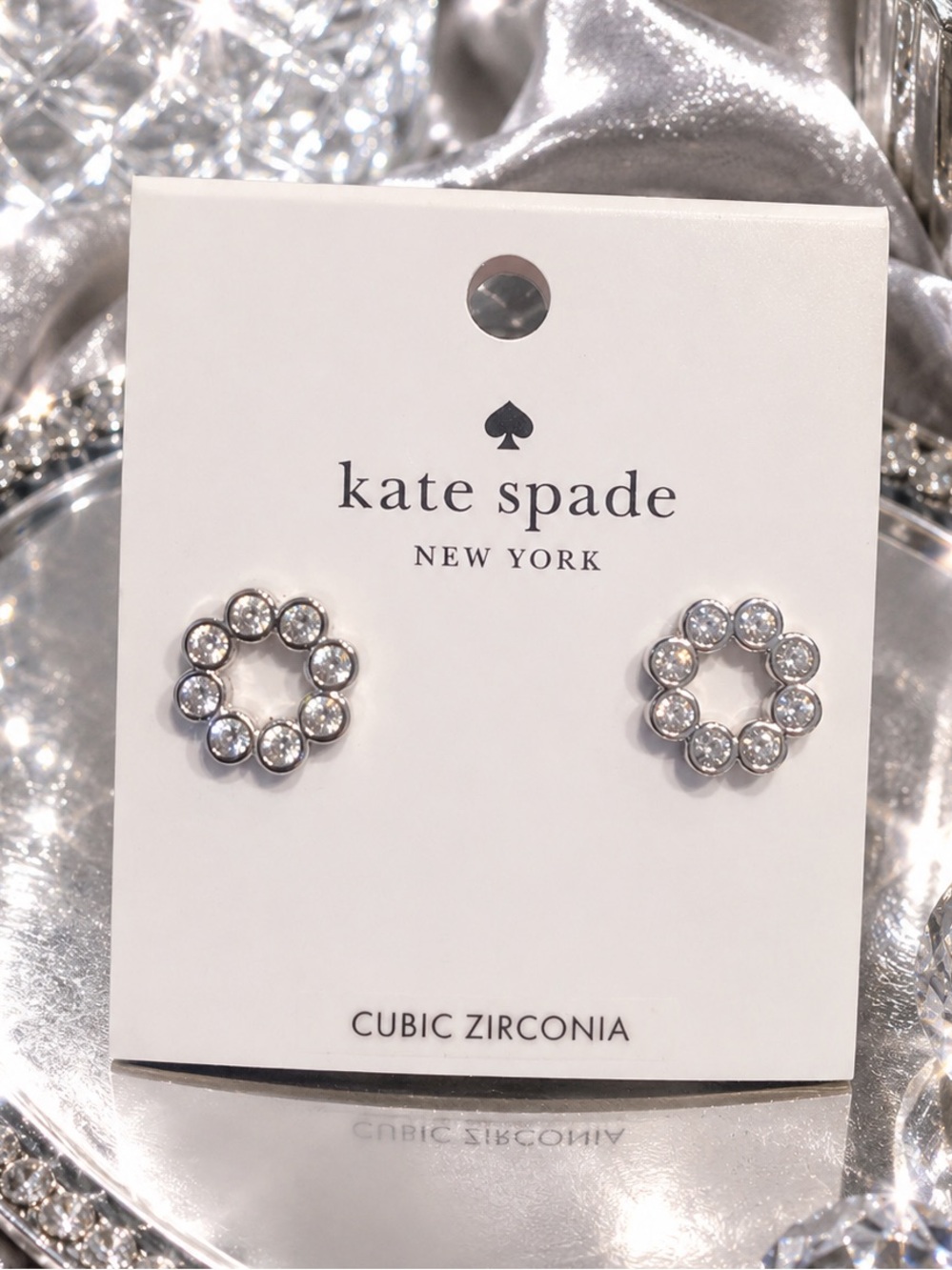 kate spade Silver-Tone Cubic Zirconia Circle Stud Earrings